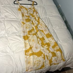 Fat Face Dress, Size 4, Yellow & White floral, with pockets
